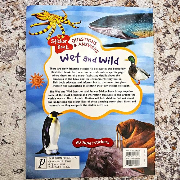 Set of 2 Children's Sticker Books. "Slimy & Scaly" and "Wet & Wild" . Softcover. - Picture 8 of 16